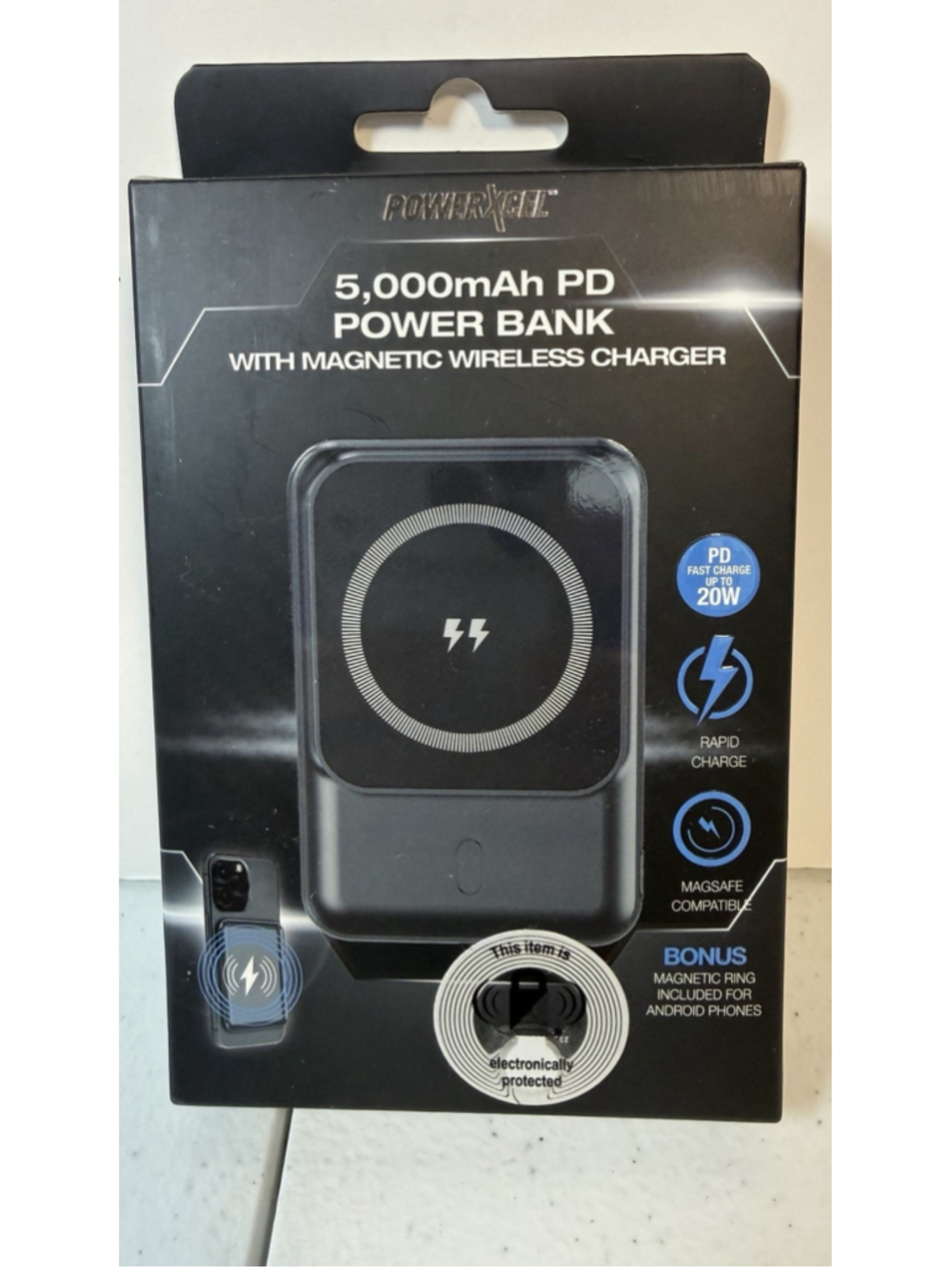 PowerXcel 5000mAh PD Power Bank With Magnetic Wireless Charger New Sealed